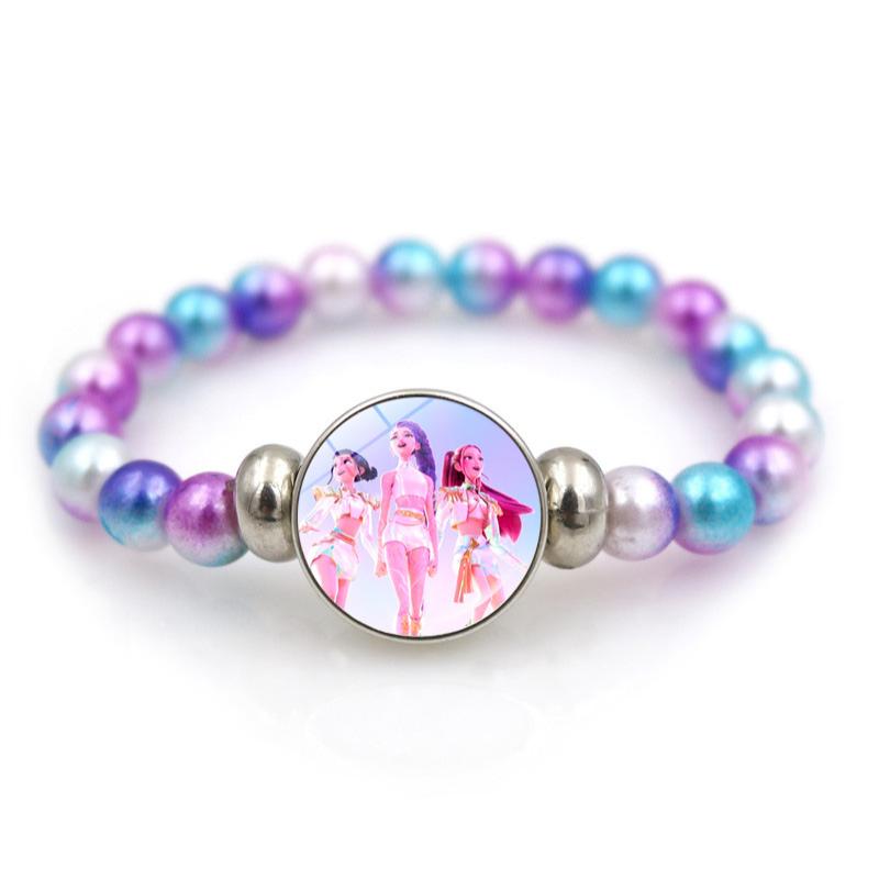 K-Pop Demon Hunters Handmade Glass Bead Bracelet Huntr-X Rumi Zoey Mira Bangles Unisex Jewelry Accessories Fans Gift