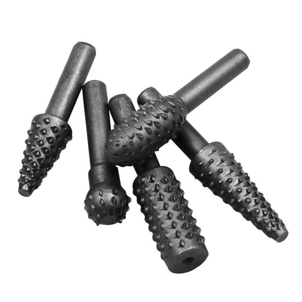 5Pcs Drill Bit Set Rotary Burr Set Wood Rasp File Drill Bits Rotary Rasp Set for Woodworking Rotary File Grinding Head