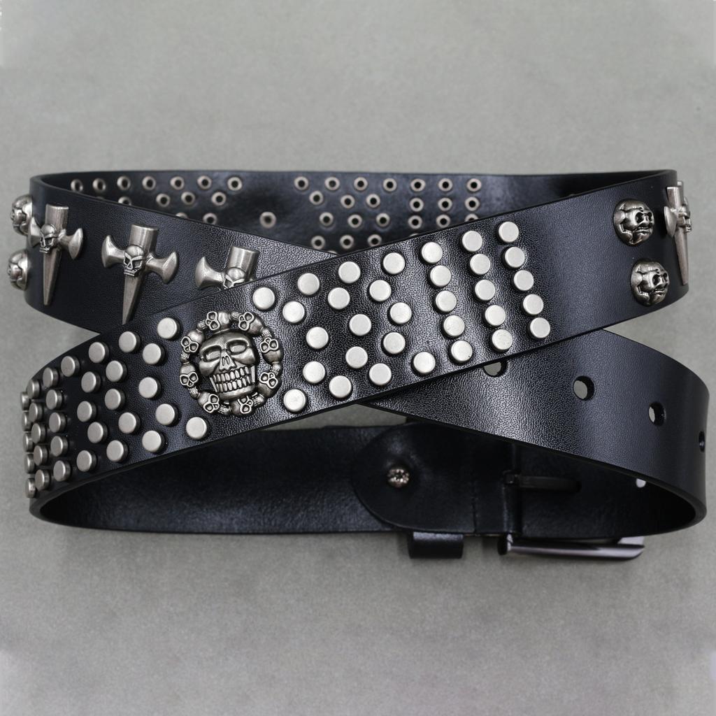 Cross Skeleton New Punk Top Cowhide Men's DJ Belt Skeleton Versatile Belt