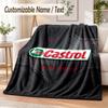 Custom Text Flannel Blanket Castrol Print Warm Cozy Blanket Home Sofa Bedding