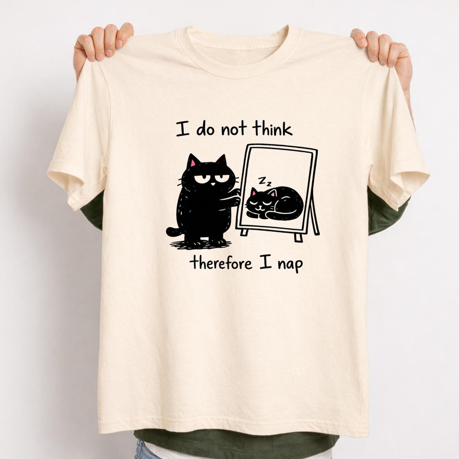 Black Cat Nap Shirt, Funny Introvert Humor Tee, Philosophy Cat Graphic 3XL
