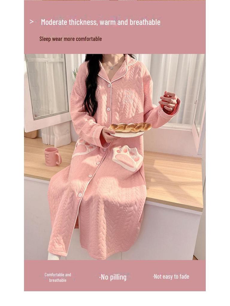 Maternity Skirt and Nightdress Set: Spring & Autumn Postpartum Air Cotton Nursing Pajamas for Winter, Fits Up To Size 200.