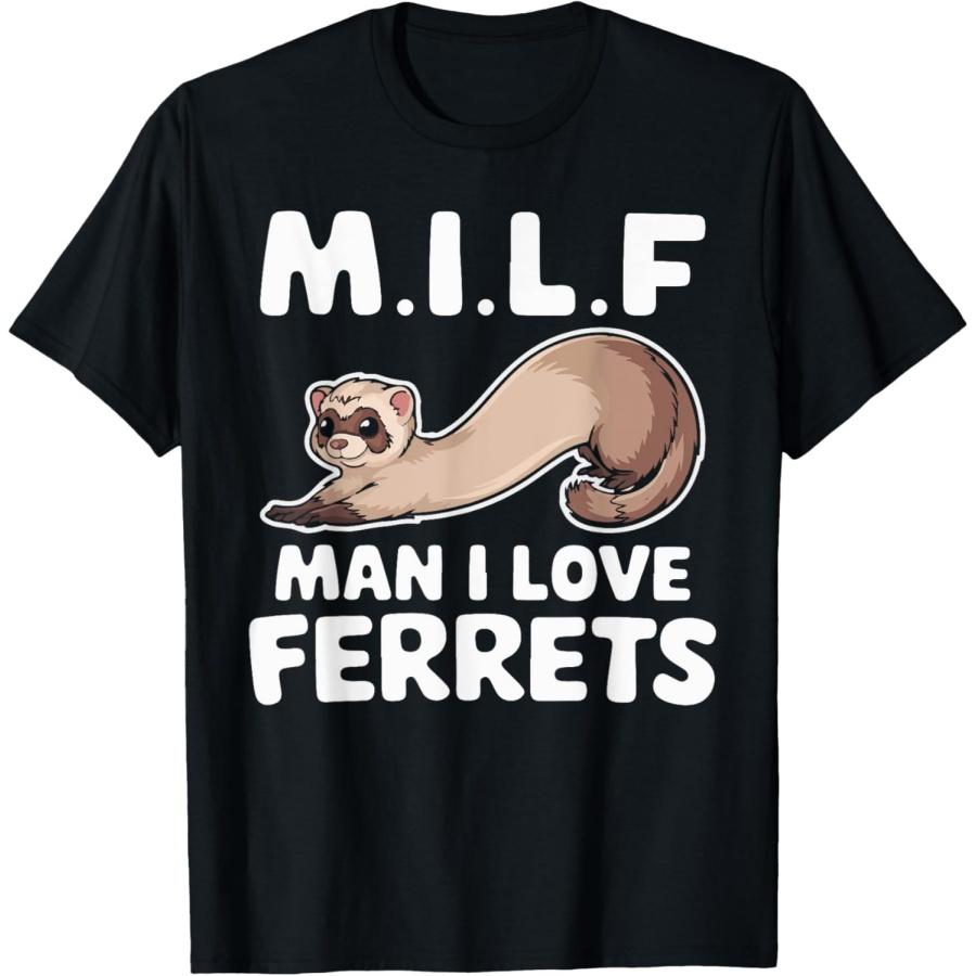 MILF Мужчина Я Люблю Хорьков Ретро Винтаж Милая Футболка для Любителя Хорьков XXXXXL чёрный