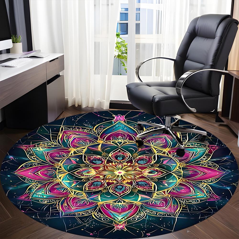 1PC Mandala Artwork Chair Carpet for Office Non-Slip, Lightweight, Machine Washable Rug for Office, Sleeping, Room - Holiday DecorPolyester,
