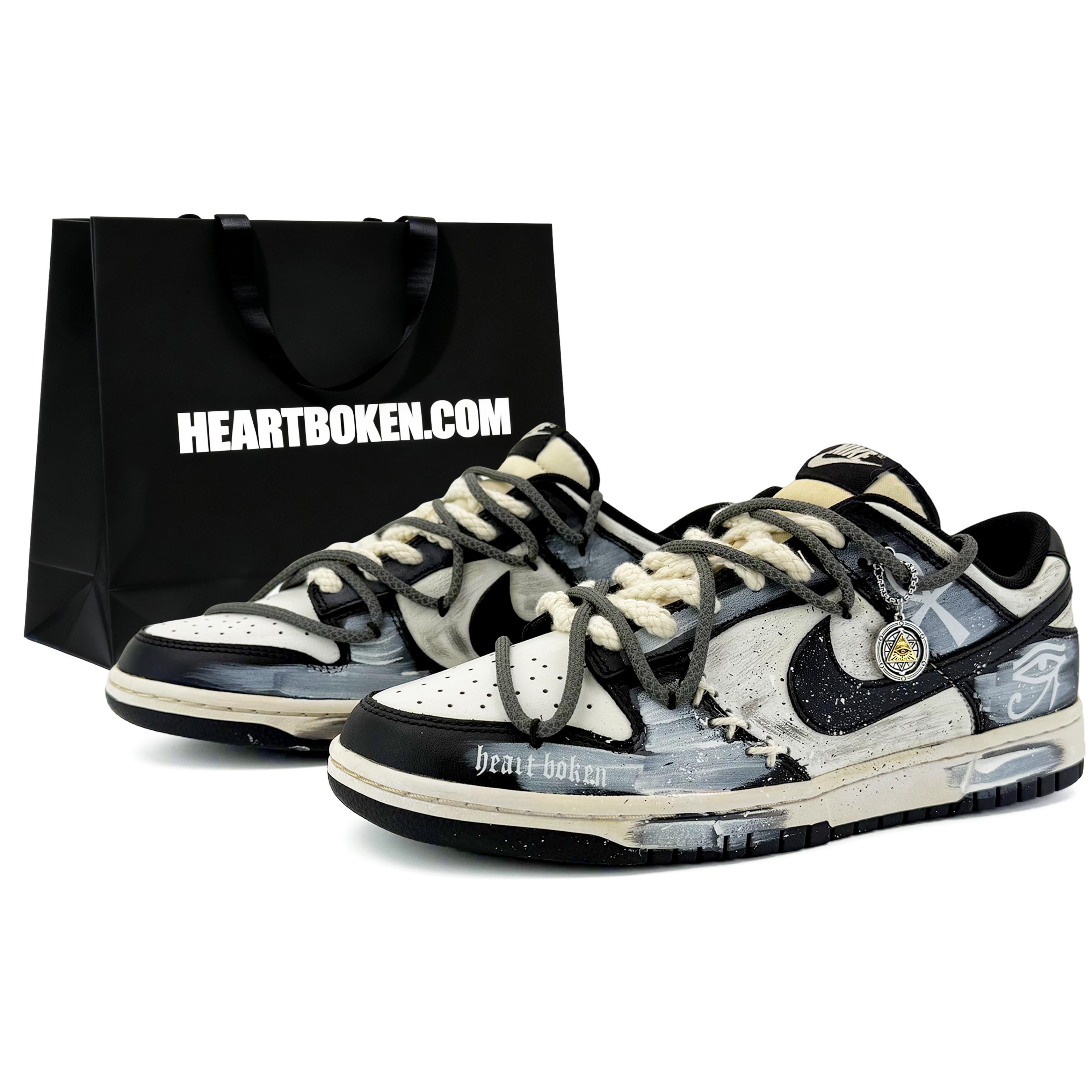 

Nike Dunk Sui Xin, Mysterious Pharaoh, Shopping Bag Coverage Cushioning Low top Skateboard Shoes Unisex Black White HF5441-100(Team45-) 44.5