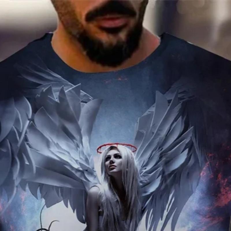 Men's T-shirt Double Skull Printed T-shirt Pattern T-shirt Men's Summer Clothing Short Sleeve T-shirt