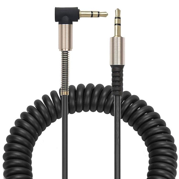 Retractable 3.5mm Male-to-Male AUX Audio Car Extension Cable for Mobile Phones and Speakers.