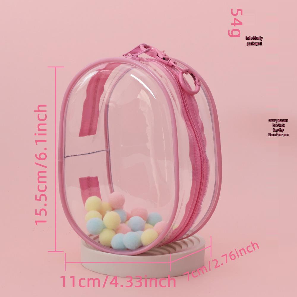 15CM Double Zipper Ita Bag: Durable Transparent Cotton Carrier for Doll Figurines