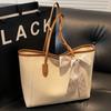 2025 new trendy casual large-capacity bag women's trendy contrasting color tote bag simple shoulder portable commuter bag