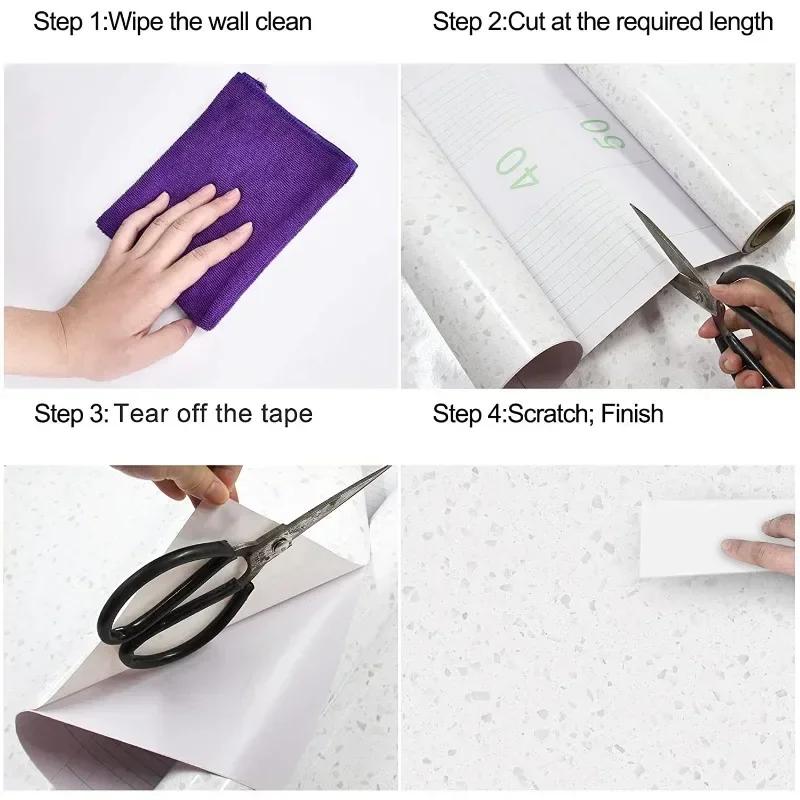 Water and Oil-proof Marble Decor Paper for Kitchen Countertops Vinyl Self Adhesive Removable Wallpaper for Furniture Renovation