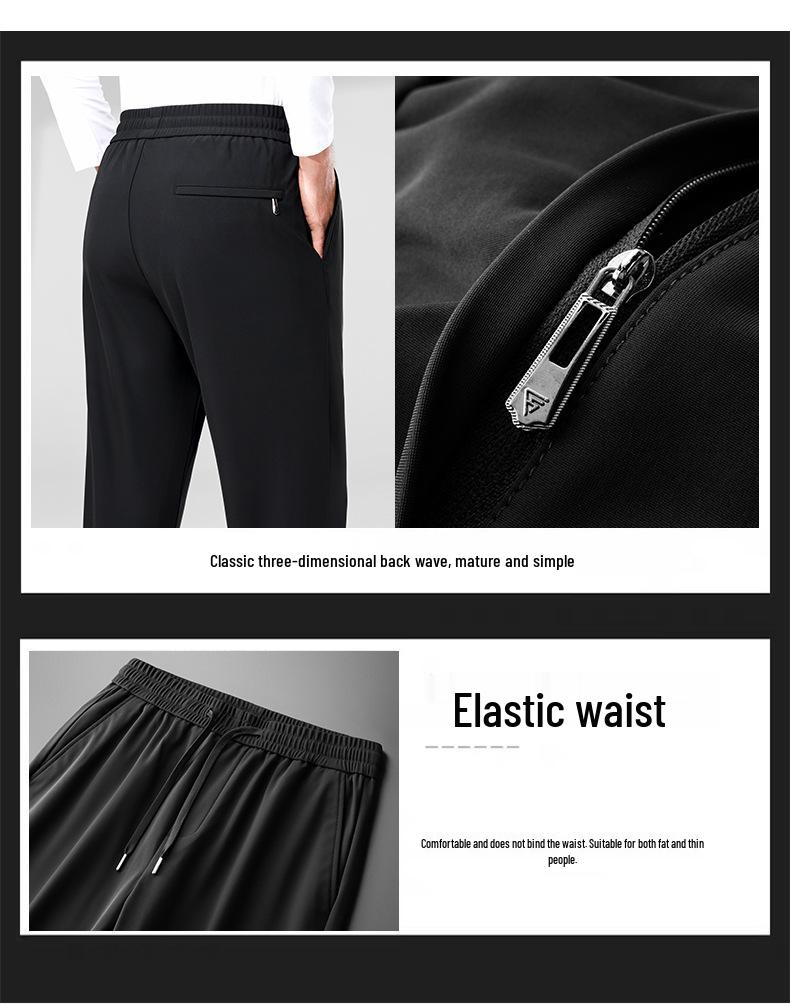 Jin'an Men's High-Elastic Fleece-Lined Straight-Leg Casual Pants for Autumn and Winter