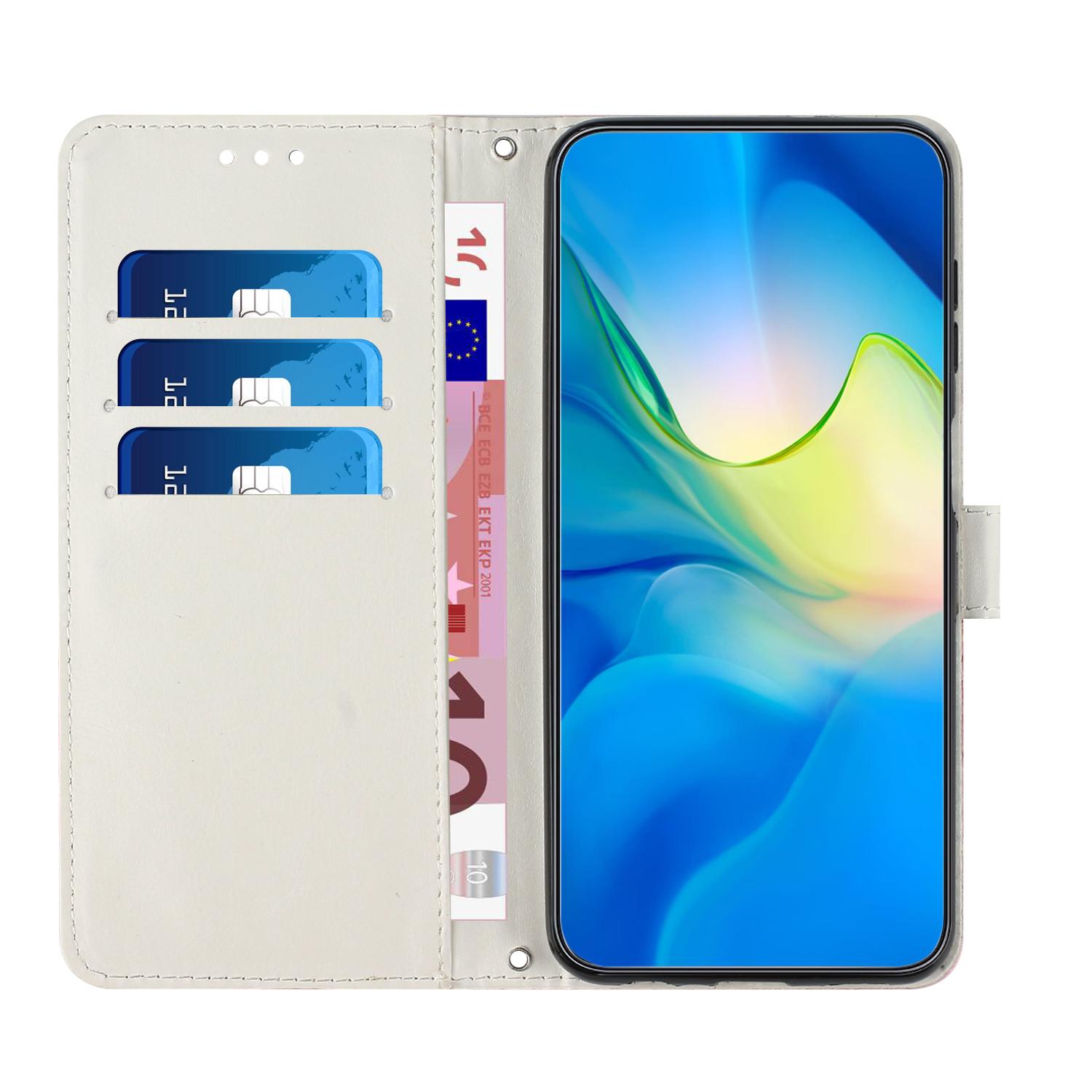 

For iPhone 16e Stand Case Marble Pattern PU Leather Wallet Phone Cover Blue/Green