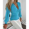 Fashionable Long-sleeved V-neck Printed Women’s Shirt for Autumn