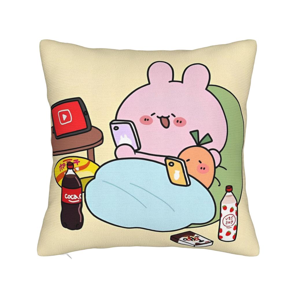Asamimichaan Asleep Cartoon Square Pillow Cases Kawaii Asamimi Cushion Cover Decor Throw Pillow Case Cover for Sofa cm