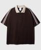 JEMUT Forward Oversized Collared Short Sleeve T-Shirt Brown Oyst2559