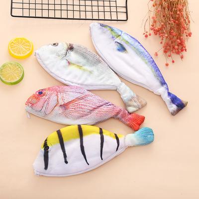 1PC Stifttasche Organizer Realistische Fischform Beutel Federmäppchen mit Reißverschluss Make-up-Tasche Lustige Handtasche Schreibwaren Schulbedarf