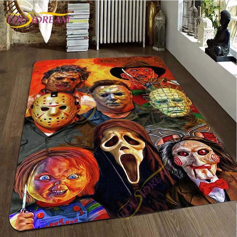 Freddy Jason Chucky Horror Movie Character Carpet Halloween Child's Play Floor Mat 3D Horror Rug Area Rugs Bedroom Non-slip Mat
