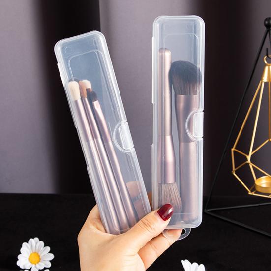 Makeup Brush Storage Box Transparent Portable Dust-proof Eyebrow Pencil Toothbrush Organizer Box