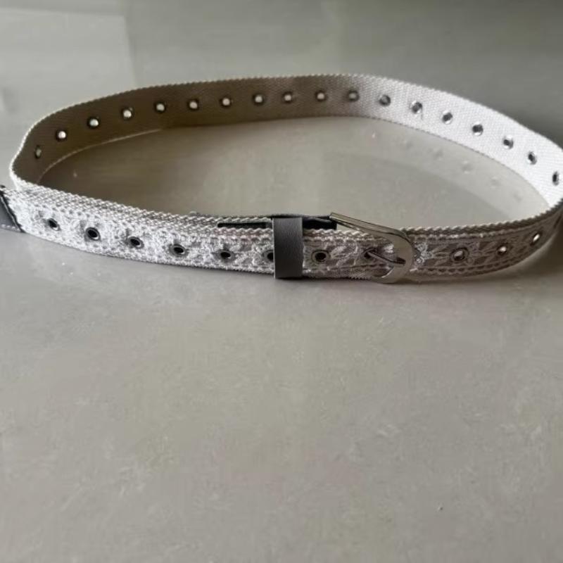 Vintage Lace Canvas Belt For Women Fashionable Metal Buckle Decorative Waistband Retro Jean Accessory Korean Trendy Design 110Cm