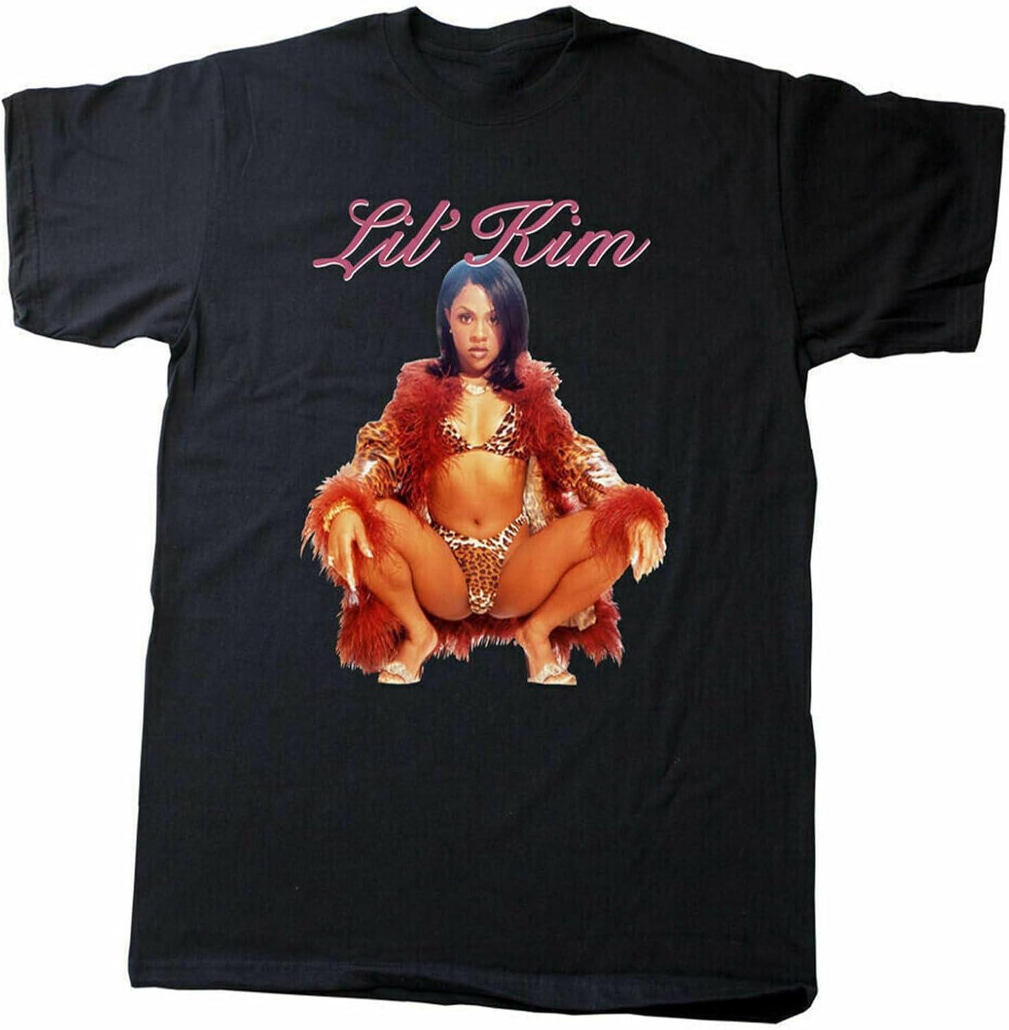 Мужская винтажная черная футболка в стиле Lil Kim Hip HOP Rapper Унисекс S-3XL Футболка Черная XXXXXL чёрный