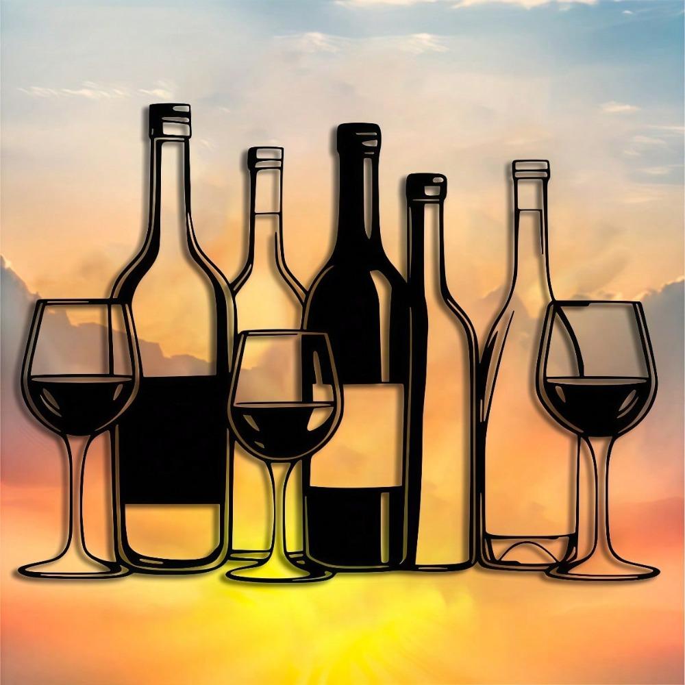 Metal Wine Glass Wall Art 11.81 Inch Minimalist Decor Indoor Outdoor Hanging Gift