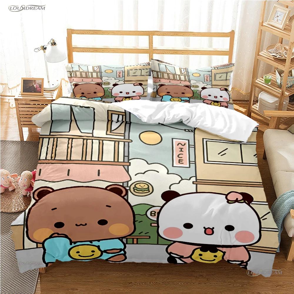 Drăguț Bubu Dudu Husă de pilota cu urs panda din desene animate Seturi de lenjerie de pat kawaii Husă de pilota moale și fețe de pernă Single/Dublu/Queen/King Copii