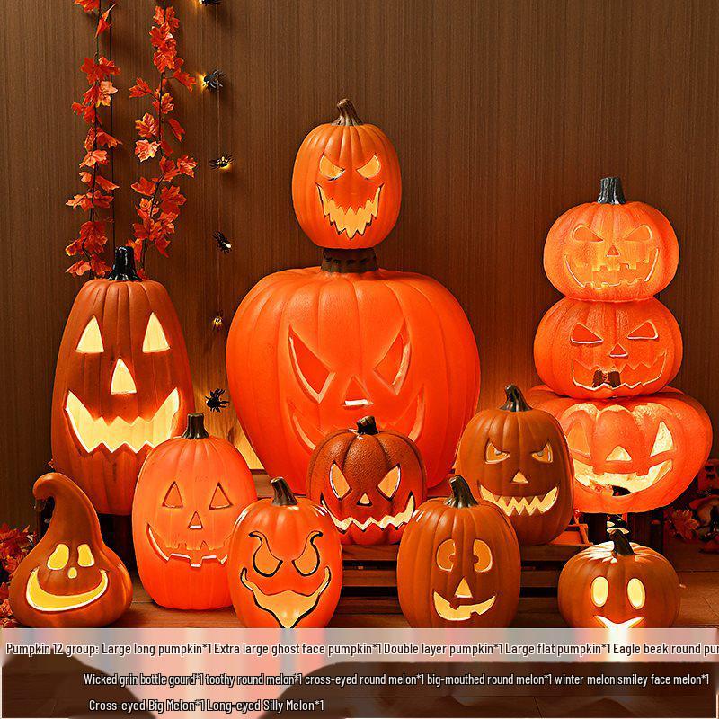 Halloween Light-Up Hollow Pumpkin Lantern for Outdoor Decor
