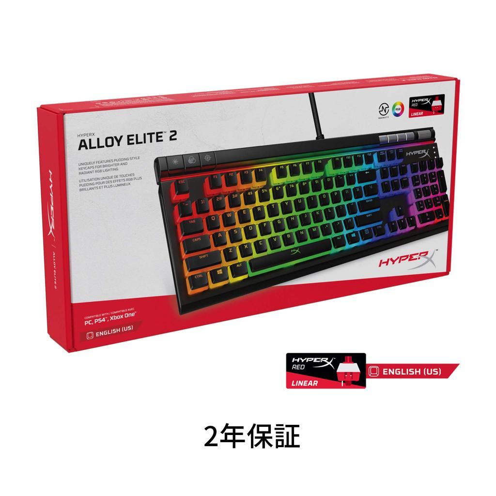 HyperX Alloy Elite 2 Gaming Keyboard HyperX Mechanical Switch Red Axis For Gamers USB Charging Port LED Backlight 2 Year Warranty HKBE2X-1X-US/G