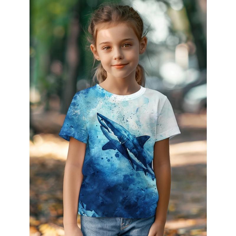 Children's Clothing Girl T-Shirt Short Sleeve 3D Cartoon Print Kids Summer Clothes Casual Round Neck Girl Clothes Tops