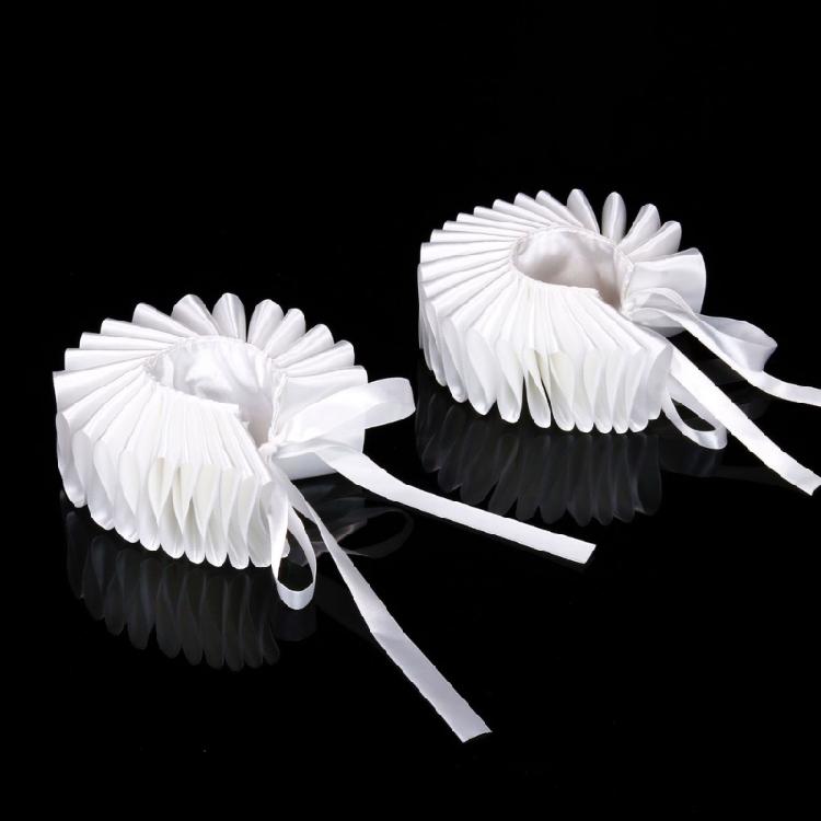 Renaissances Webbing Ruffled Choker Necklace Clown False Collar and Cuffs Set for Theatrical Props and Cosplay Costume