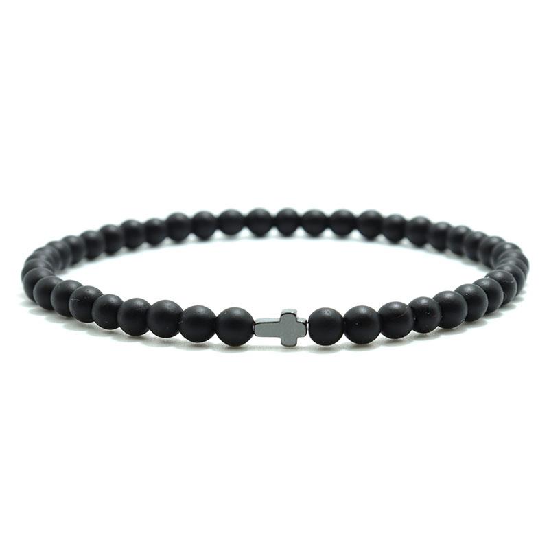 

Noter New Mens Bracelet Classic Cross Braslet Natural Tiger Eyes Howlite Stone 4mm Braclet Gift For Him Hand Accessories Joias