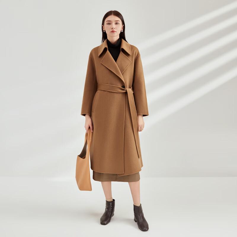 Elva' Island Women's Elegant Loose Fit Mid-Length Wool Double-Faced Coat