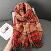 Cashmere Plaid Thickened Female Atmosphere Warm Autumn And Winter White Soft Fringed Shawl Scarf