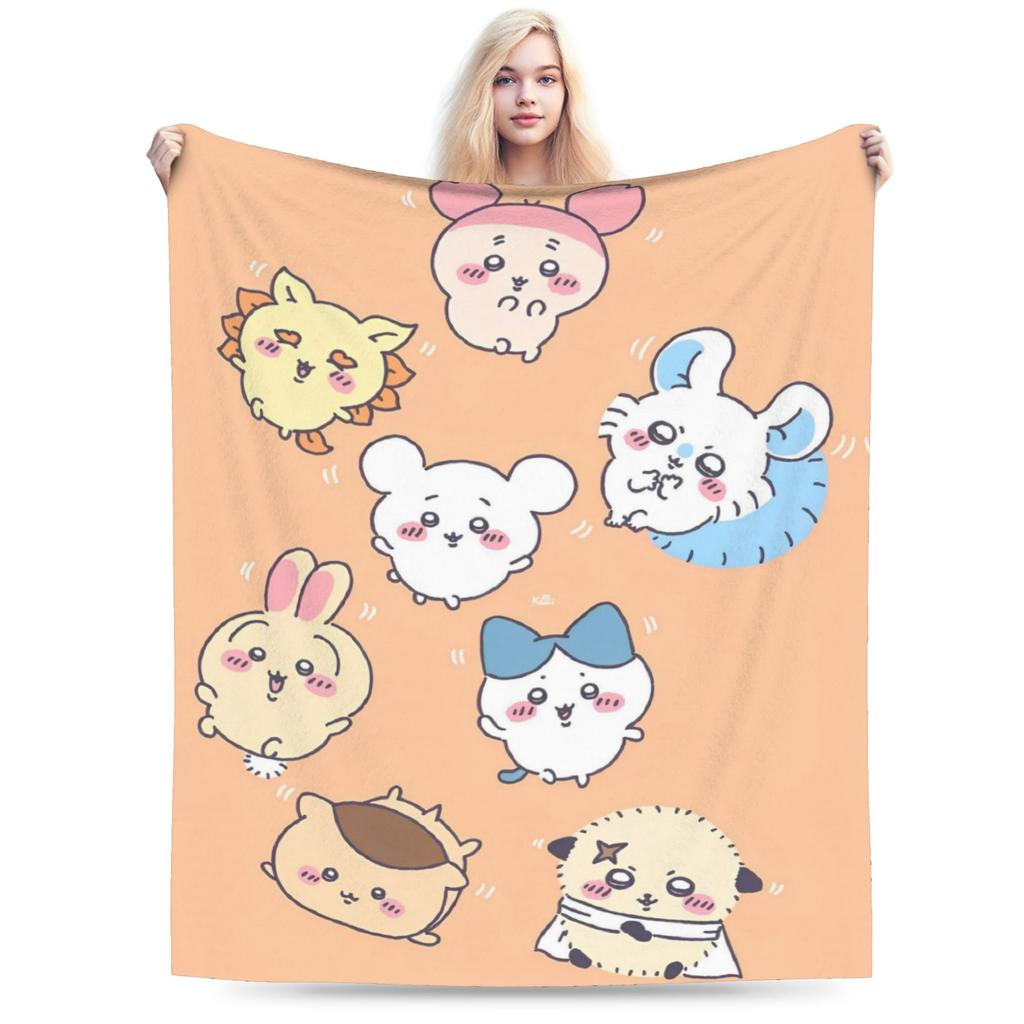 Chiikawa Cute Cartoon Manga Blanket Hachiware Usagi Wool Vintage Soft Throw Blanket for Home Decoration