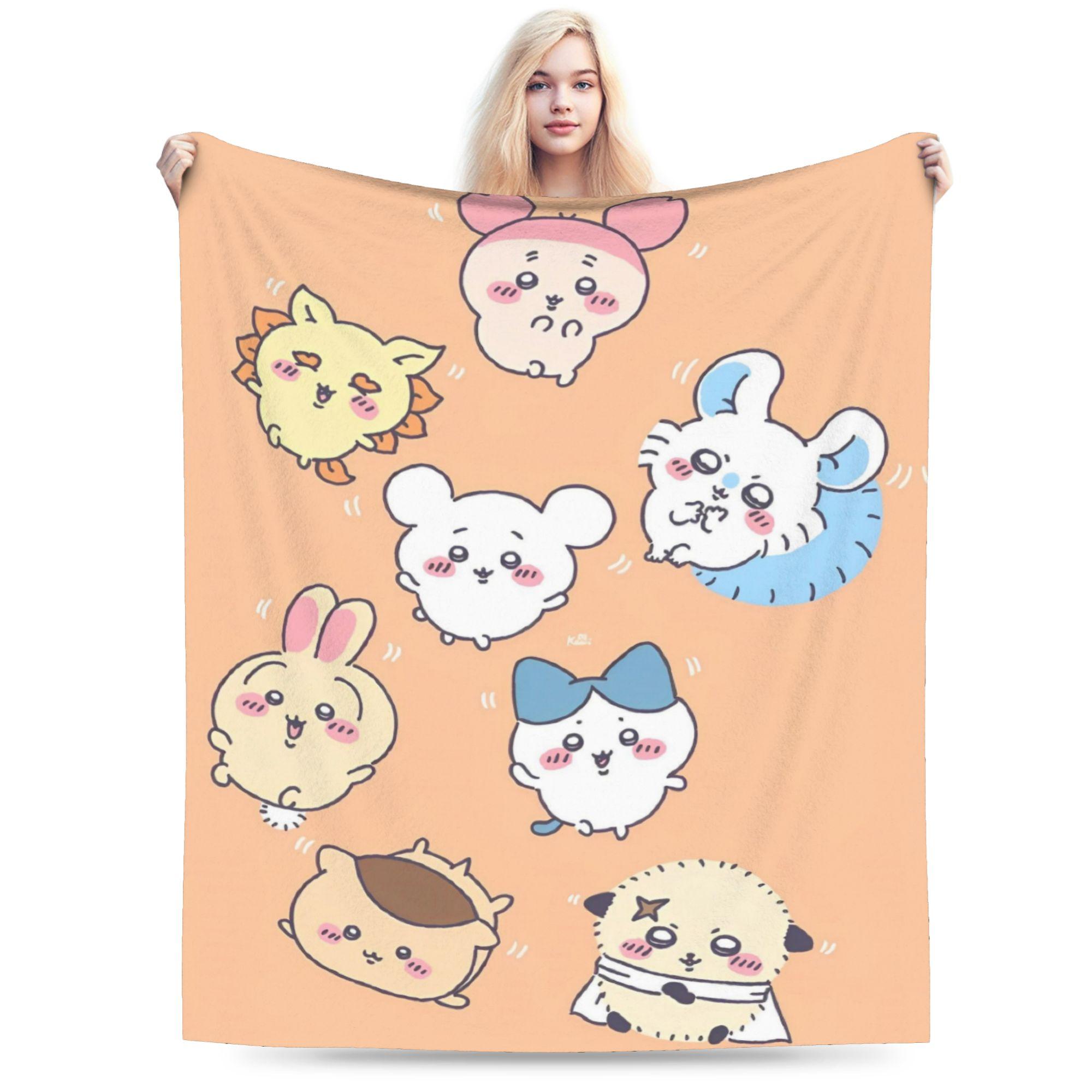 

Chiikawa Cute Cartoon Manga Blanket Hachiware Usagi Wool Vintage Soft Throw Blanket for Home Decoration 75x90cm