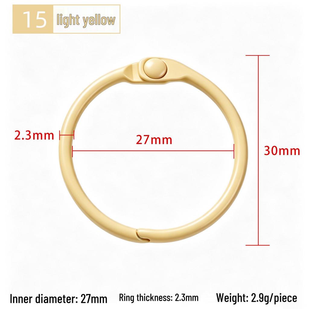 30mm Colorful Metal Book Ring & Keychain Buckle - DIY Open Jump, Loose-Leaf & Card Holder