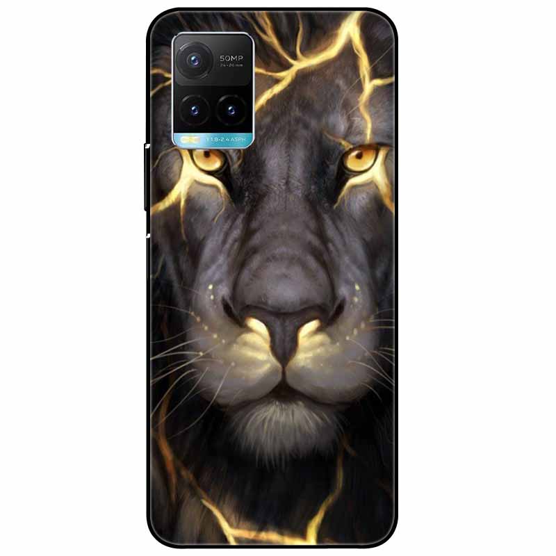 Für vivo Y33s Hülle Y 33s Silikon Weich Bemalt Katze Schwarze Hüllen für Vivo V2109 Y33S Rückseite TPU Hülle für VIVOY33s Cartoon