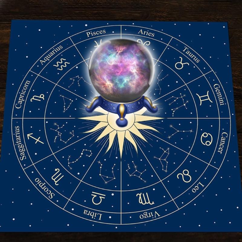12 Constellations Astrologys Tablecloth Altars Cloth Square Divinations Cards Table Cloth Witchcrafts Deck Cloth Endurin