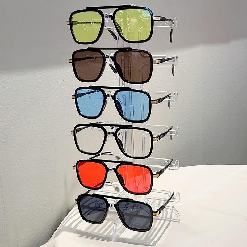 Non-polarized Vintage Punk Double Girder Large Square Frame Leisure Sunglasses Men Women Outdoor Travel Anti Strong Light Eyeglasses