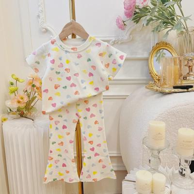 2025 Sommer Buntes Liebes-Strickset: Baby-Top und Schlaghose für Mädchen