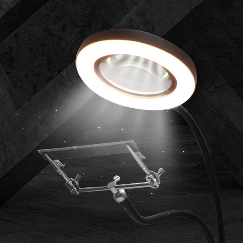 Ulepszona lupa z podświetleniem 10x Lampa biurkowa powiększająca Ramię gęsia Szyjka Nadaje się do czytania Pracy z bliska Hobby 72 LED