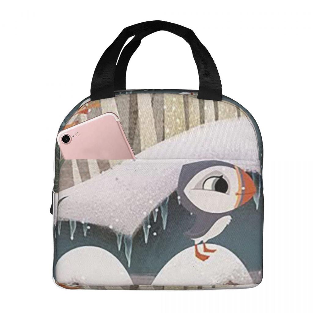 Puffin Rock And New Friends Cartoon Animation Insulated Lunch Bag for Women Kids Leakproof Food Boxes Thermal Lunch Box Tote