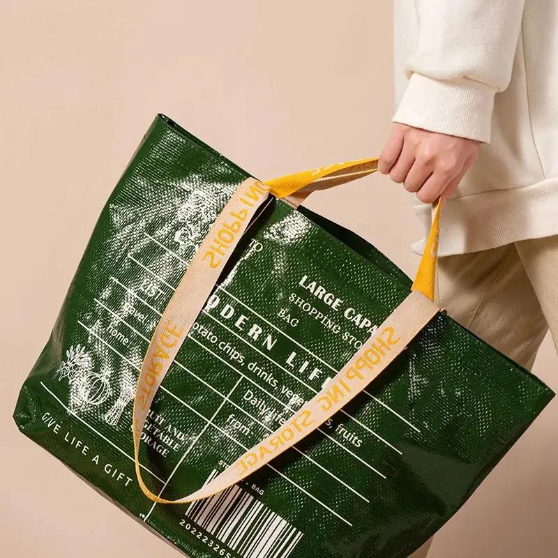 Large-Capacity Waterproof Supermarket Shopping Bag Portable Pp Woven Shopping Bag For Retail Stores Boutique And Supermarkets