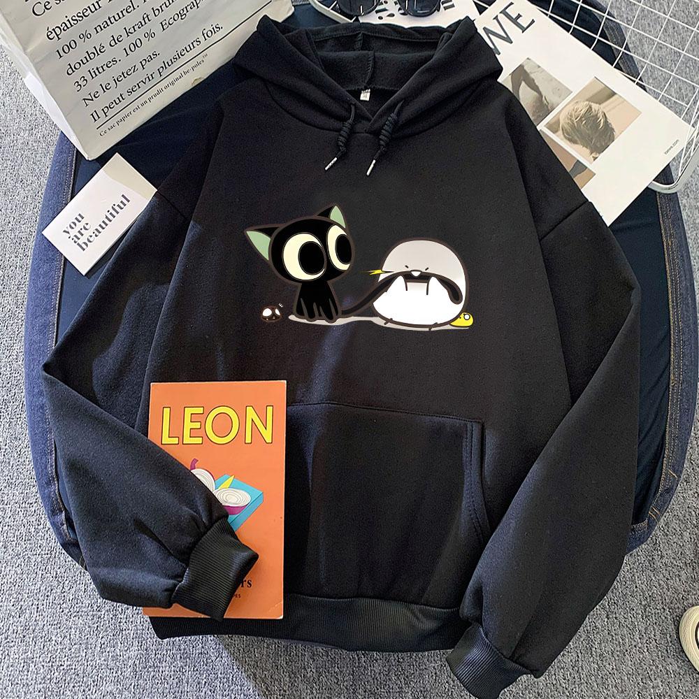 Luo Xiao Hei Cat Anime Printing Hoodies LuoXiaoHei Manga Cartoon Sweatshirts Kawaii Girls Women Clothing