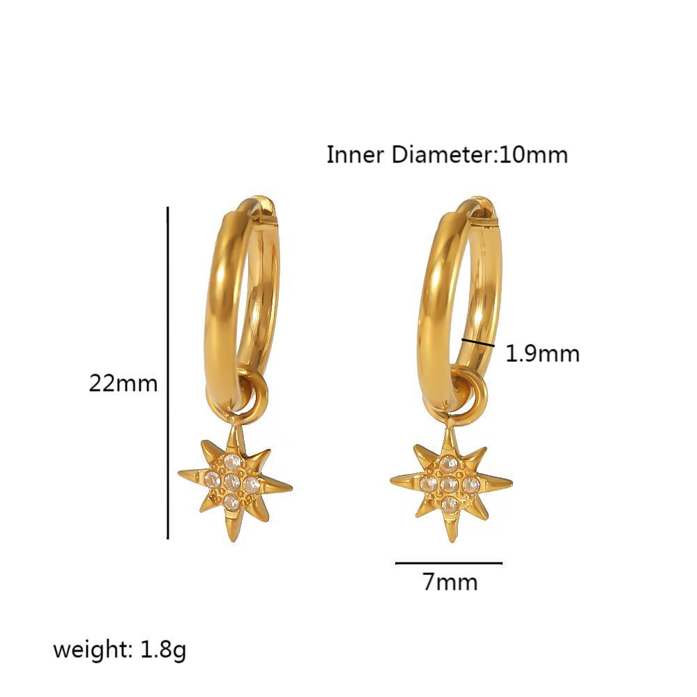 

18k Gold Plated Chain Earring Dainty Star Moon Strip Drop Dangle Stainless Steel Long Threader Earring For Women