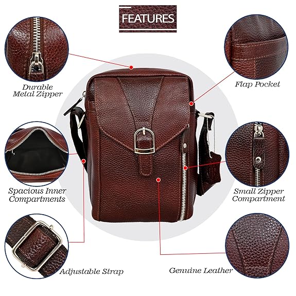 Leather Messenger Crossbody Sling Bag Shoulder Bag Travel Office Laptop Satchel Vintage Casual Business Work Outdoor Side Bag Gift for Men