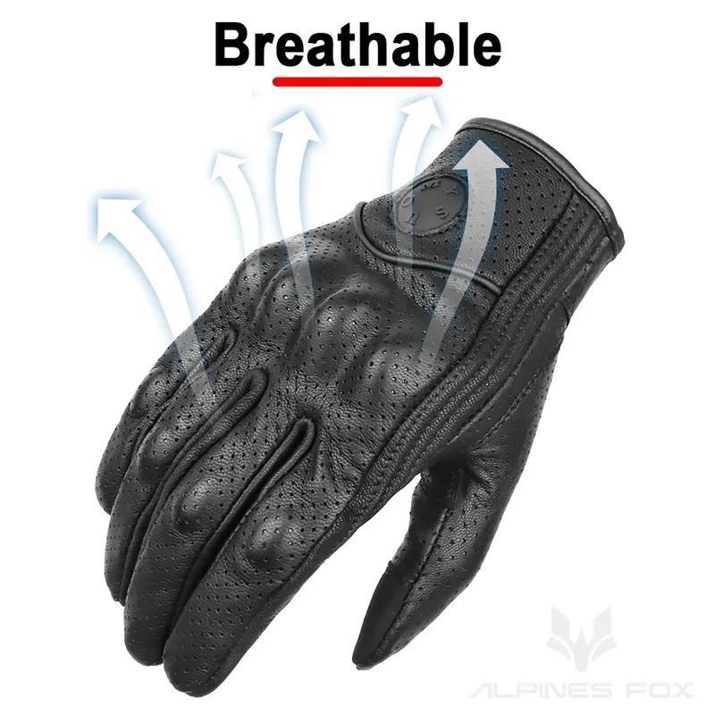 Suomy Motorcycle Leather Gloves Retro Motorcyclist Gloves Men Women Vintage Motocross Gloves Black Motorcycle Accessories