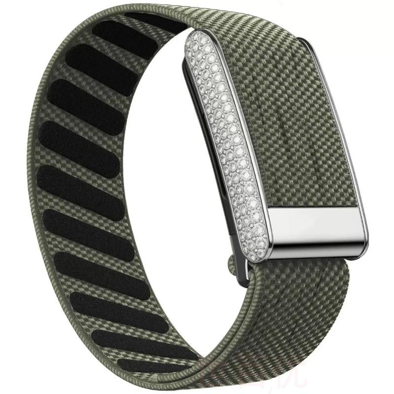 Sparkly Diamond Metal Frame Nylon Elastic Band for Whoop 5.0 Comfortable Replacement Strap for Whoop 5.0 Smart Fitness Tracker
