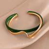 Gold-Plated Textured Open Bangle: Korean Style, High-End Cold Aesthetic