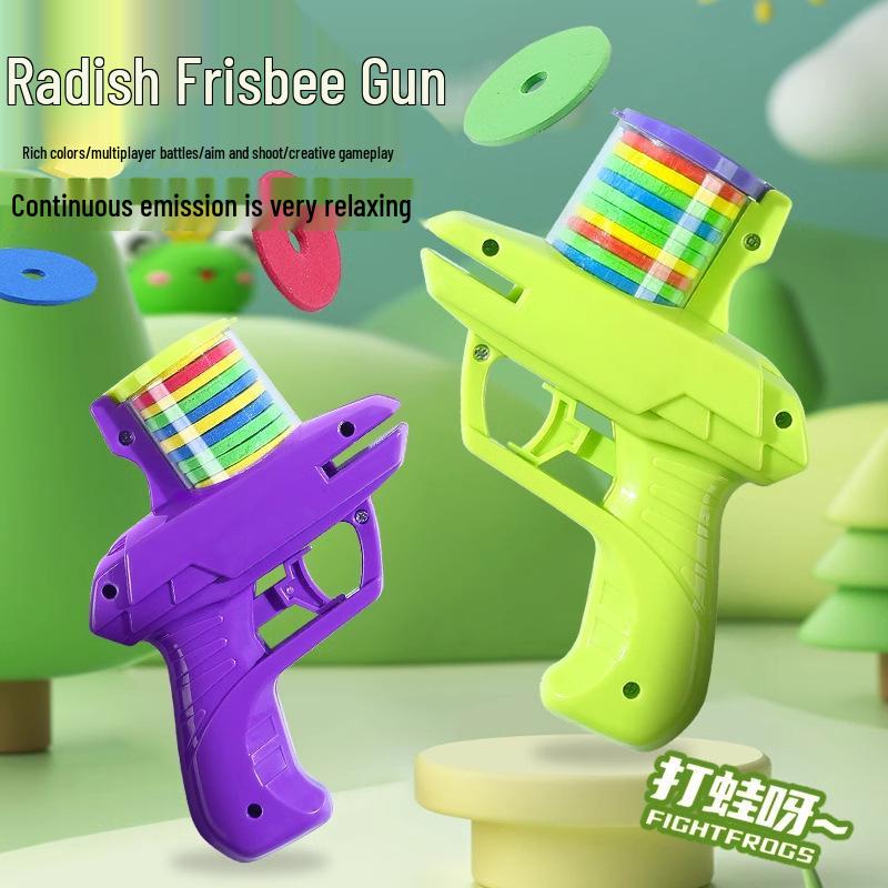 Rapid-Fire Radish Toy Set: Soft Bullet Gun, Frisbee Saucer, Knife – Educational & Outdoor Fun for Boys and Girls